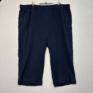 J Jill Capri Crop Wide Leg Pull On Pants Size 4X Blue 100% Cotton C003 -10
